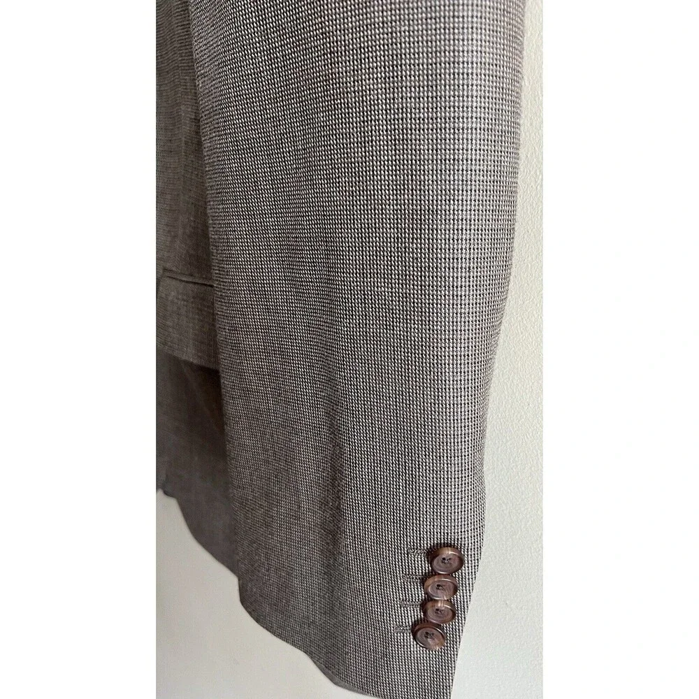 RALPH Ralph Lauren Mens 43L Silk Wool Blazer Jacket‎  2 Button Tan Houndstooth